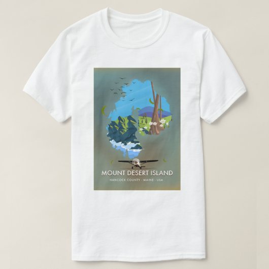 山砂漠の島，ハンコック郡，メイン州，アメリカ， Tシャツ (デザイン正面)