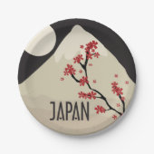 山祝の木と月のある日本 ペーパープレート (正面)