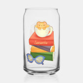 山積みの本とティーカップベア ガラス缶 (裏面)