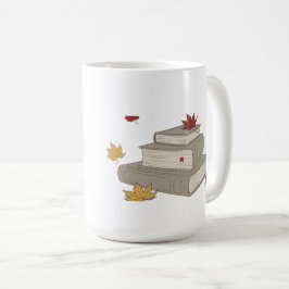山積みの本と紅葉- Cozy 読's コーヒーマグカップ