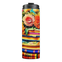 山積みヴィンテージ図書花 タンブラー