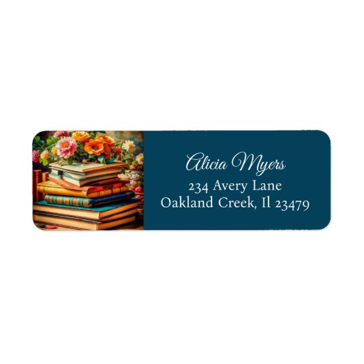 山積みヴィンテージ本かわいらし花 ラベル (正面)