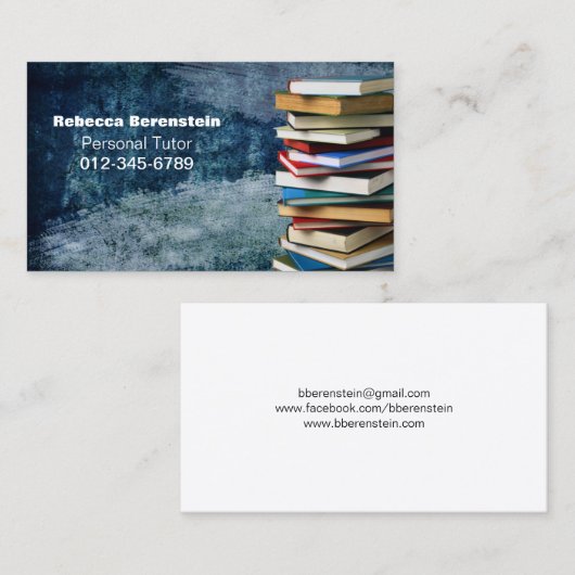 山積み家庭教師ブルービジネスカード 名刺 (正面/裏面)