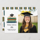 山積み本頭が切れる卒業発表 案内状 (正面/裏面)