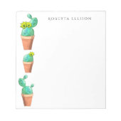 山積み鉢植えサボテン黄色い花カスタム咲き ノートパッド (正面)