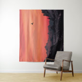 山空オレンジサンセット鳥 タペストリー (インサイチュ)