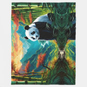 山竹林カラフルのジャイアントパンダ フリースブランケット (正面)