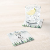 山素朴と森の水の色の保存日付 スクエアペーパーコースター (インサイチュ)