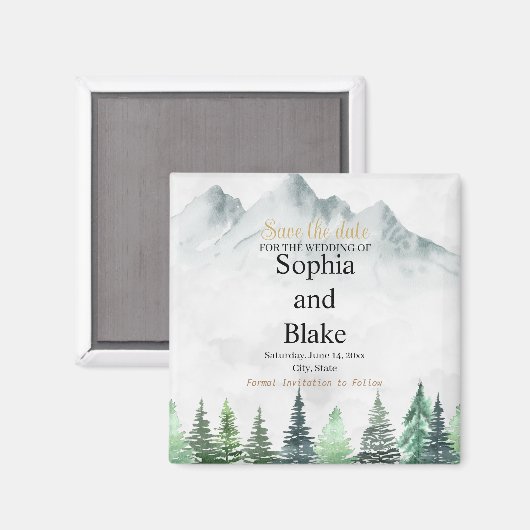 山素朴と森の水の色の保存日付 マグネット (正面/裏面)