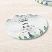 山素朴と森の水の色の保存日付 ラウンドペーパーコースター (アングル)