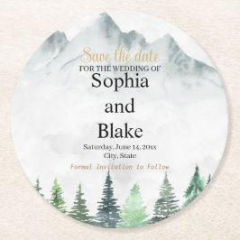 山素朴と森の水の色の保存日付 ラウンドペーパーコースター