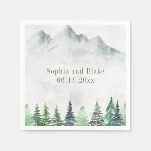 山素朴と森の水の色結婚の スタンダードカクテルナプキン (正面)
