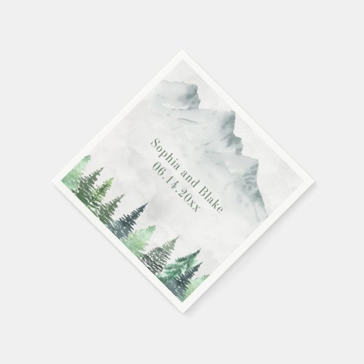山素朴と森の水の色結婚の スタンダードカクテルナプキン (角)