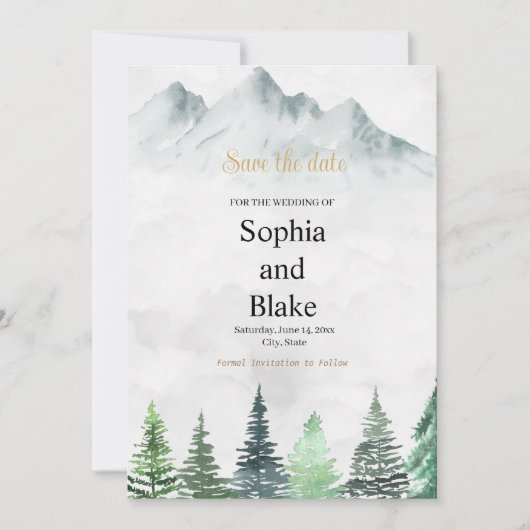山素朴と森の水の色結婚の セーブザデート (正面)