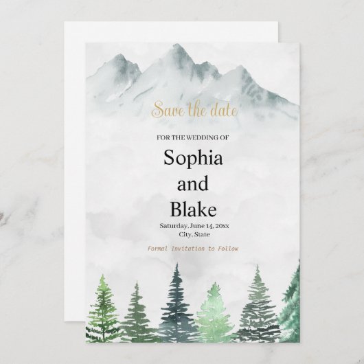山素朴と森の水の色結婚の セーブザデート (正面/裏面)