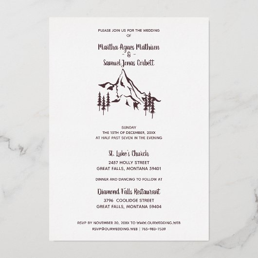 山素朴のロマン結婚ム写真 箔招待状 (裏面)