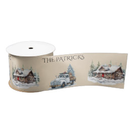 山素朴の中のログキャビン サテンリボン