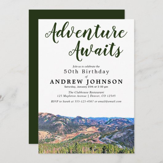 山素朴の冒険が誕生日パーティーを待つ 招待状 (正面/裏面)