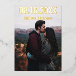 山素朴の日付を保存 箔招待状