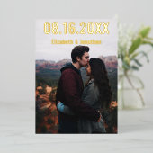 山素朴の日付を保存 箔招待状 (立ち正面)