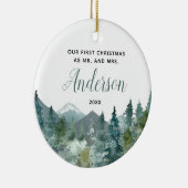 山素朴の私たちの初めてのクリスマス結婚した セラミックオーナメント (右)