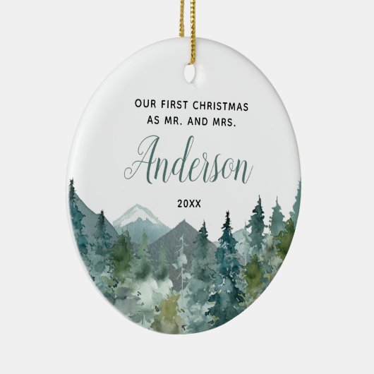 山素朴の私たちの初めてのクリスマス結婚した セラミックオーナメント (右)