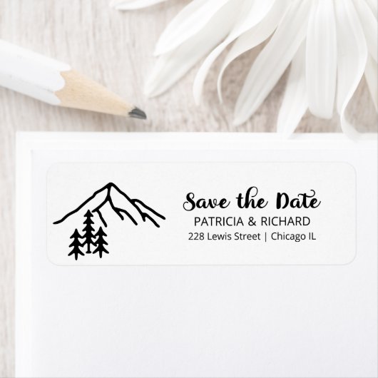 山素朴の結婚式の日付ラベルを保存 ラベル (インサイチュ)