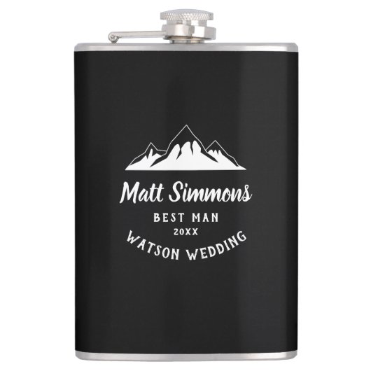 山素朴の結婚花婿介添人ギフトモダン カッコいい フラスク (正面)