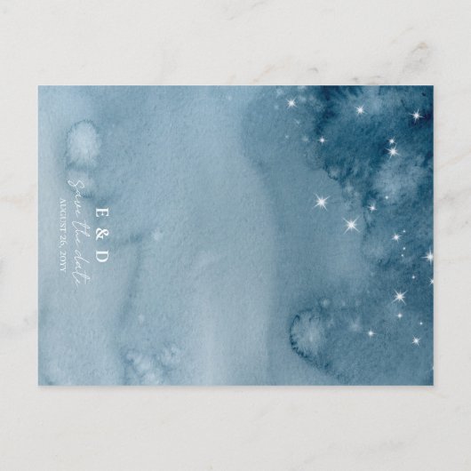 山素朴の青の予算日付カードを保存 ポストカード (裏面)