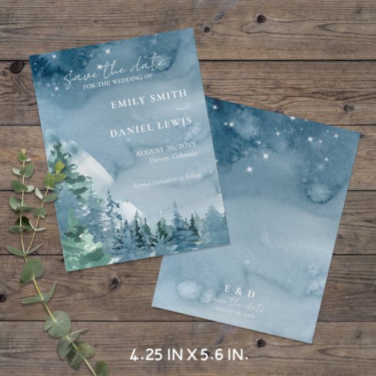 山素朴の青の予算日付カードを保存 ポストカード