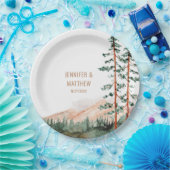 山素朴の風景、霧、松結婚の木 ペーパープレート (パーティー)