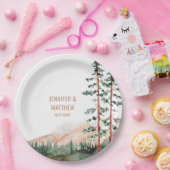 山素朴の風景、霧、松結婚の木 ペーパープレート (パーティー)