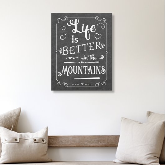 山素朴の黒板で生活が良い キャンバスプリント