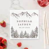 山素朴エレガント水彩松結婚市 スタンダードランチョンナプキン (インサイチュ)