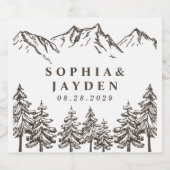 山素朴エレガント水彩松結婚市 スパークリングワインラベル (シングルラベル)