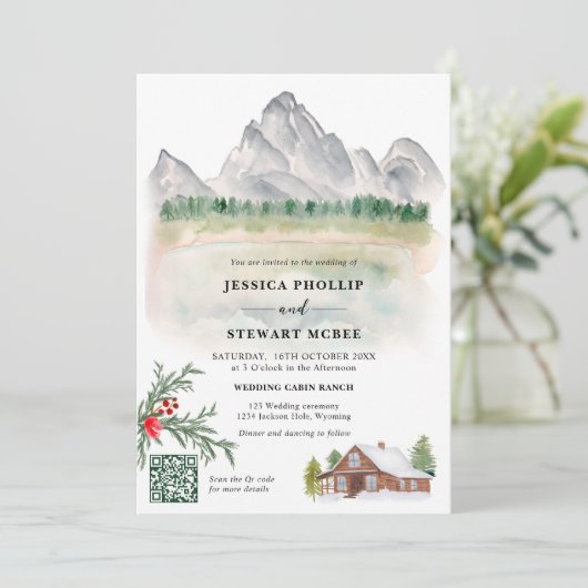 山素朴ワイオミング行き先結婚式 招待状 (スタンド正面)