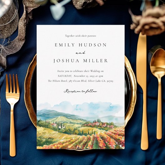 山素朴ワイナリー横結婚景 招待状