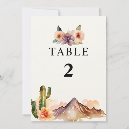 山素朴山 |砂漠結婚のテーブル番号 招待状 (正面)