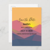 山素朴形ジオメトリポリゴン日付を保存 インビテーションポストカード (正面/裏面)