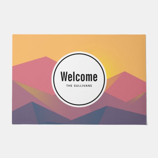 山素朴形ミニマリストへようこそ ドアマット (正面)