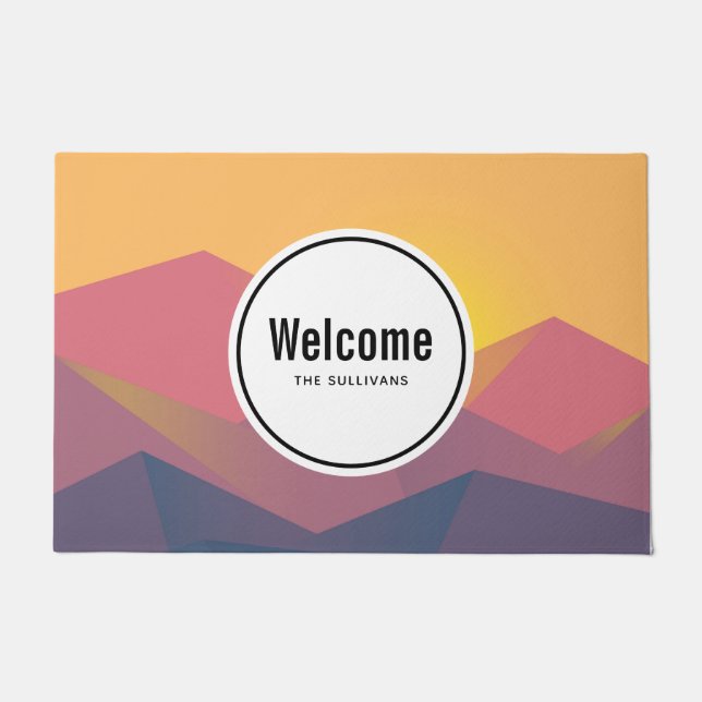 山素朴形ミニマリストへようこそ ドアマット (正面)