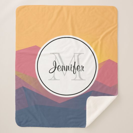山素朴形幾何学最小主義モノグラム シェルパブランケット (正面)