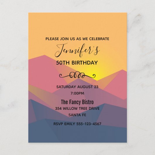 山素朴形幾何学最小主義誕生日 インビテーションポストカード (正面)