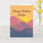 山素朴形幾何学最小主義誕生日 カード (黄色い花)