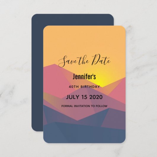 山素朴形幾何学最小主義誕生日 セーブザデート (正面/裏面)