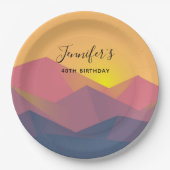 山素朴形幾何学最小主義誕生日 ペーパープレート (正面)