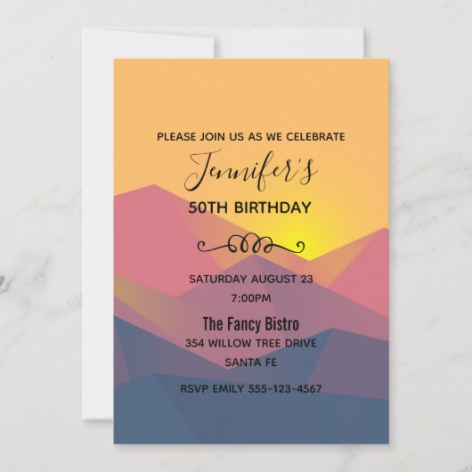 山素朴形幾何学最小主義誕生日 招待状 (正面)