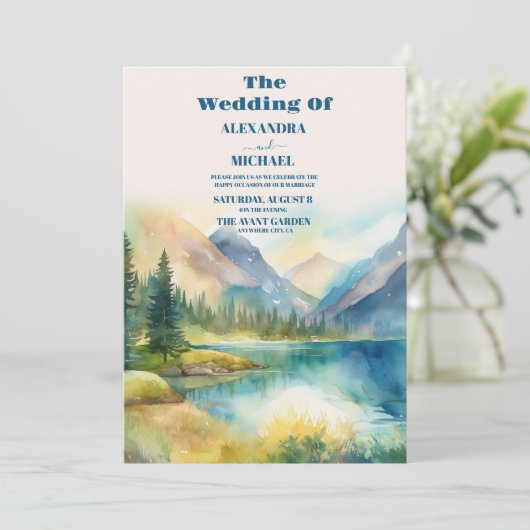 山素朴日没ウォーター色オレンジ結婚ズ 招待状 (スタンド正面)