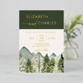 山素朴木エレガモダンントウェディング 箔招待状 (立ち正面)