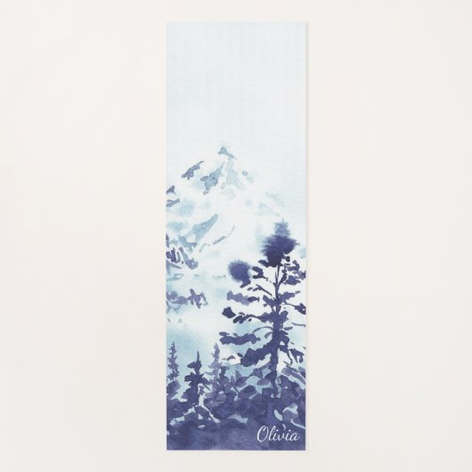 山素朴木モダントレンディー水色 ヨガマット (正面)